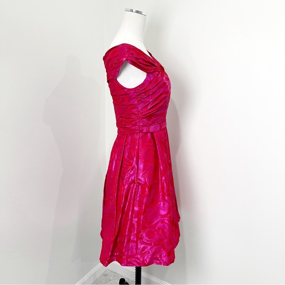 NWT THEIA Couture Cocktail Dress In Pink Red SIZE 6 $595 Style 881526 Barbiecore - Picture 2 of 14